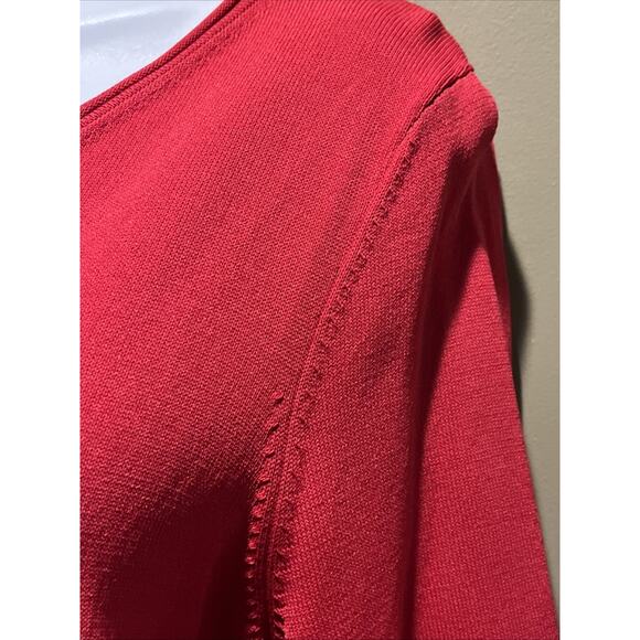 Talbots Women’s Red Crew neck LS Ribbed Knit Stretchy Dressy Top Shirt PM - Picture 6 of 9